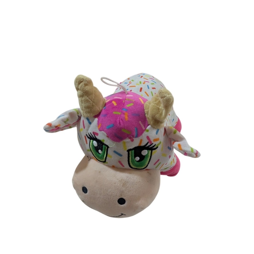 Peek-A-Boo‎ Toys Sprinkle Cow Plush Pink White Dessert Stuffed Animal 55-979SK